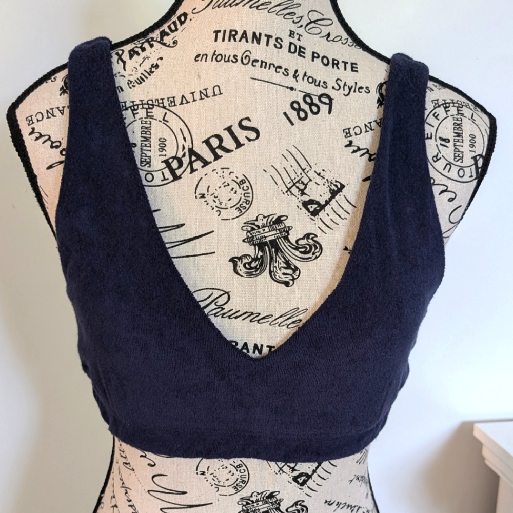 OFFLINE AERIE | Women's Dark Navy Terry Recharge Least Support Sports Bra NWOT